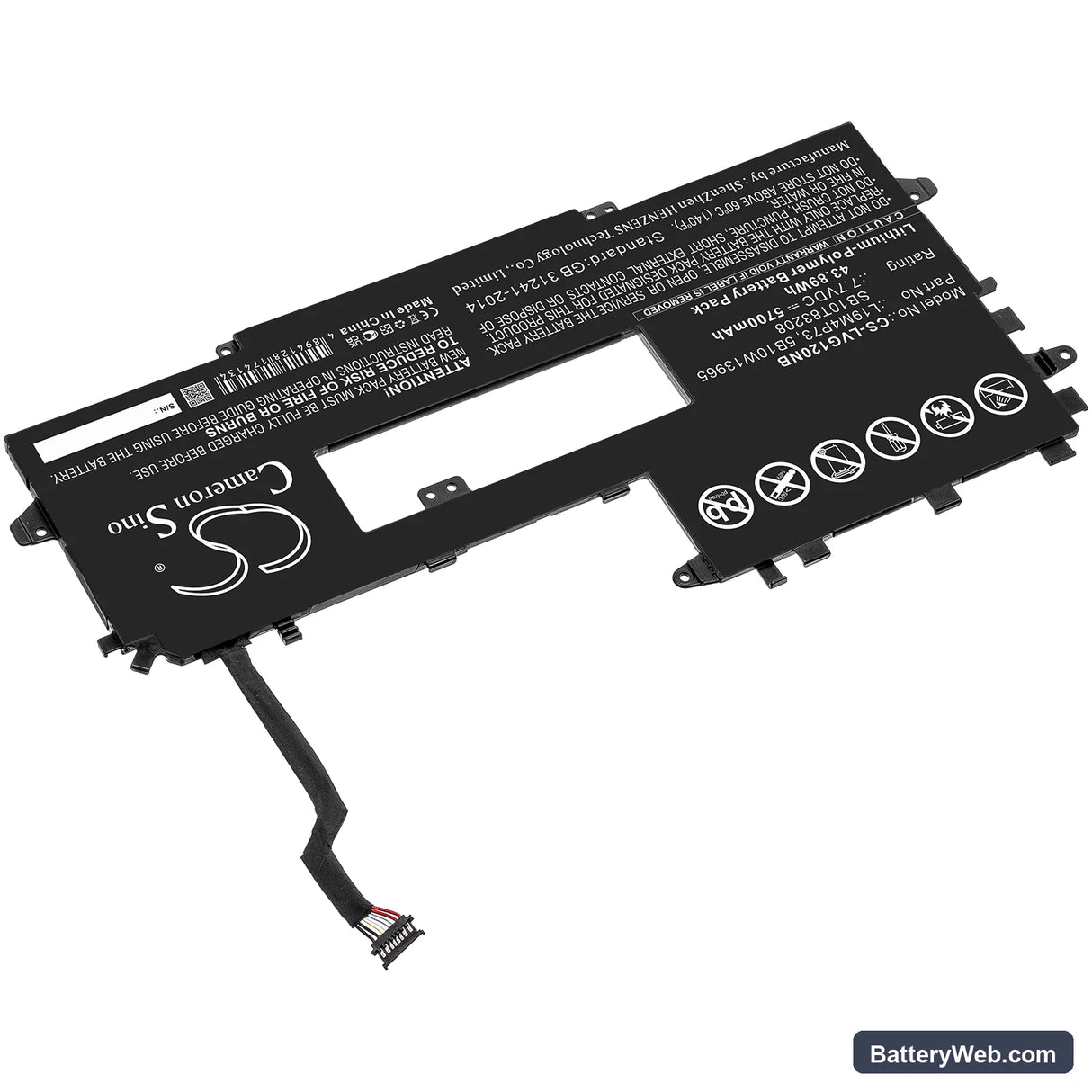 Lenovo ThinkPad X1 Titanium Yoga Gen 1 20QA001QPB Replacement Battery, 7.7V, 5700mAh, Li-Polymer 2