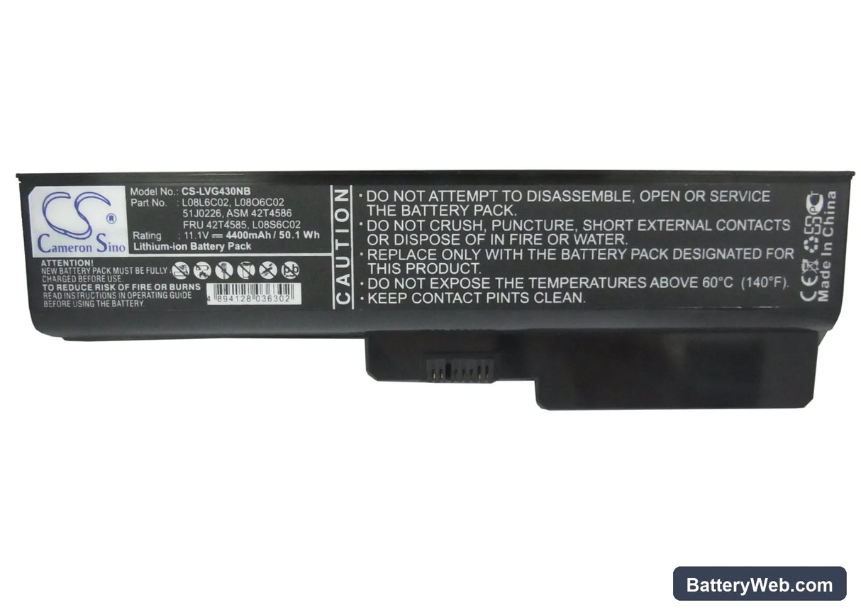 Lenovo 3000 G430 4152 Replacement Battery, 11.1V, 4400mAh, Li-ion 5