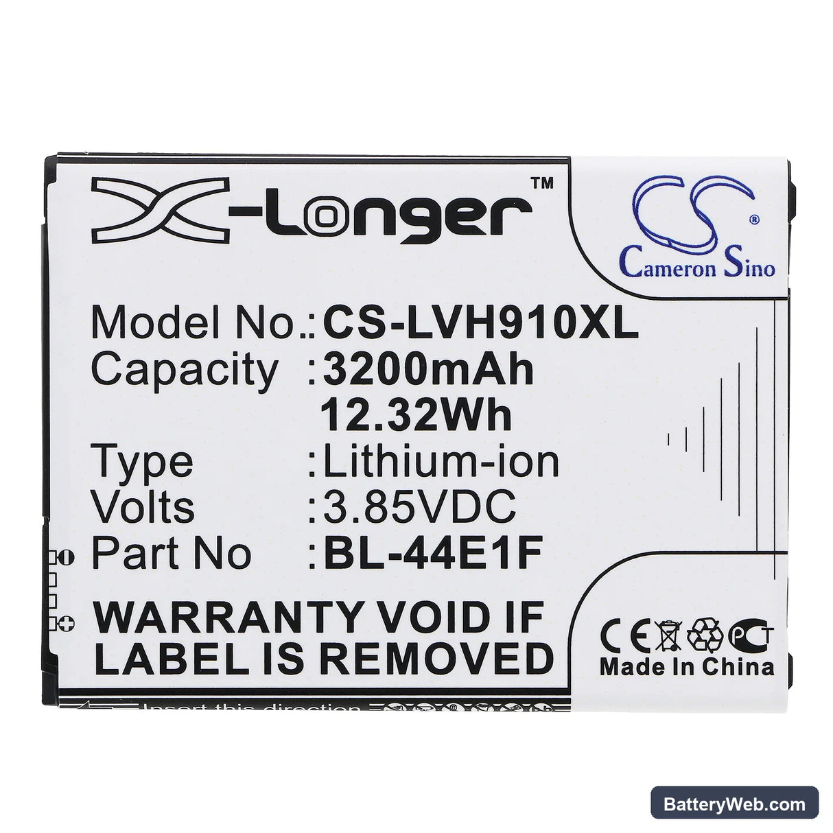 LG VS995 Replacement Battery, 3.85V, 3200mAh, Li-ion 3