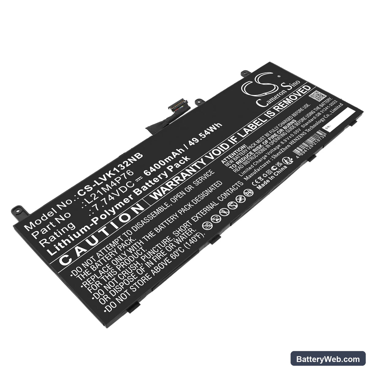 Lenovo ThinkPad X13S GEN 1-21BX000EHV Replacement Battery, 7.74V, 6400mAh, Li-Polymer 1