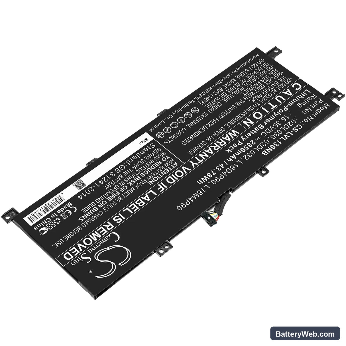 Lenovo ThinkPad L13-20R4S4L200 Replacement Battery, 15.36V, 2850mAh, Li-Polymer 2