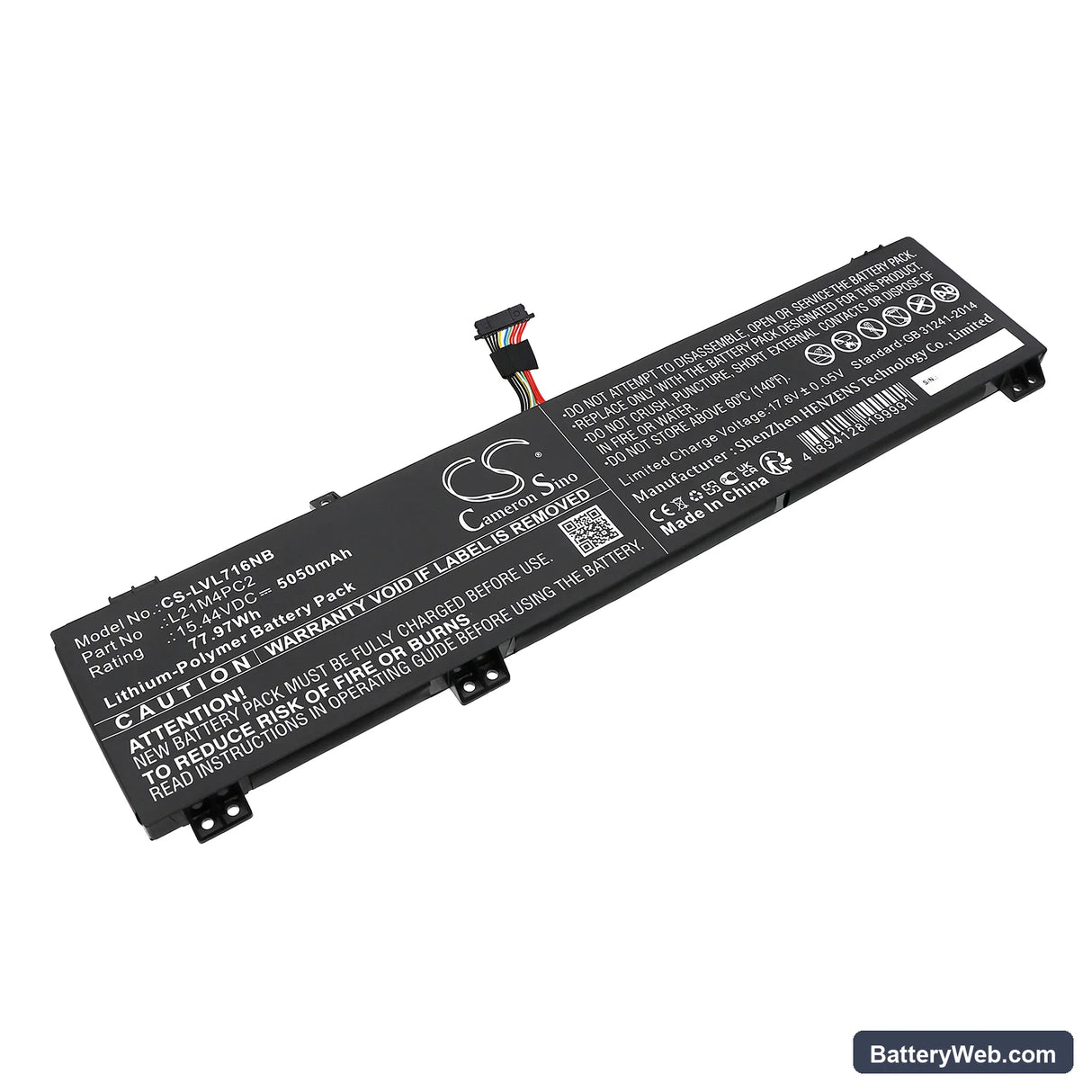 Lenovo Legion 7 16IAX7 82TD0099MH Replacement Battery, 15.44V, 5050mAh, Li-Polymer 1
