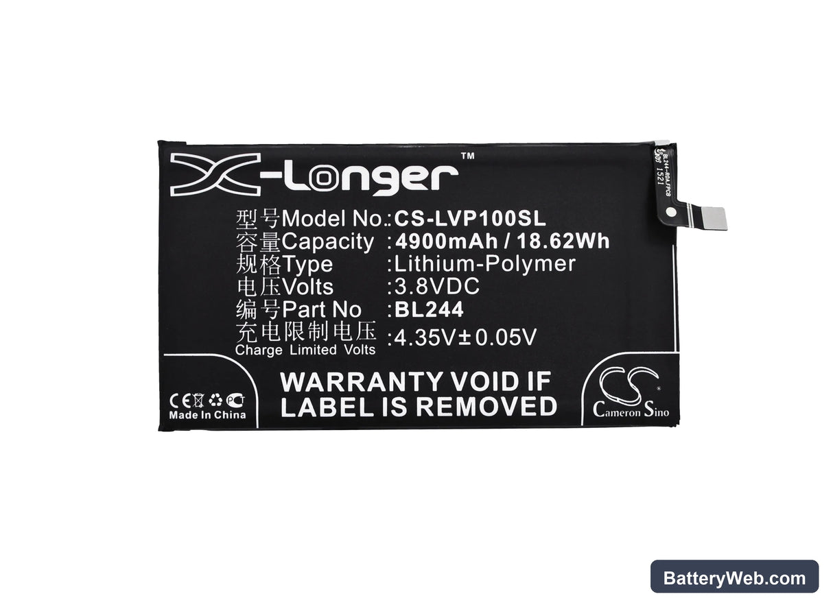 Lenovo Vibe P1 Replacement Battery, 3.8V, 4900mAh, Li-Polymer 5