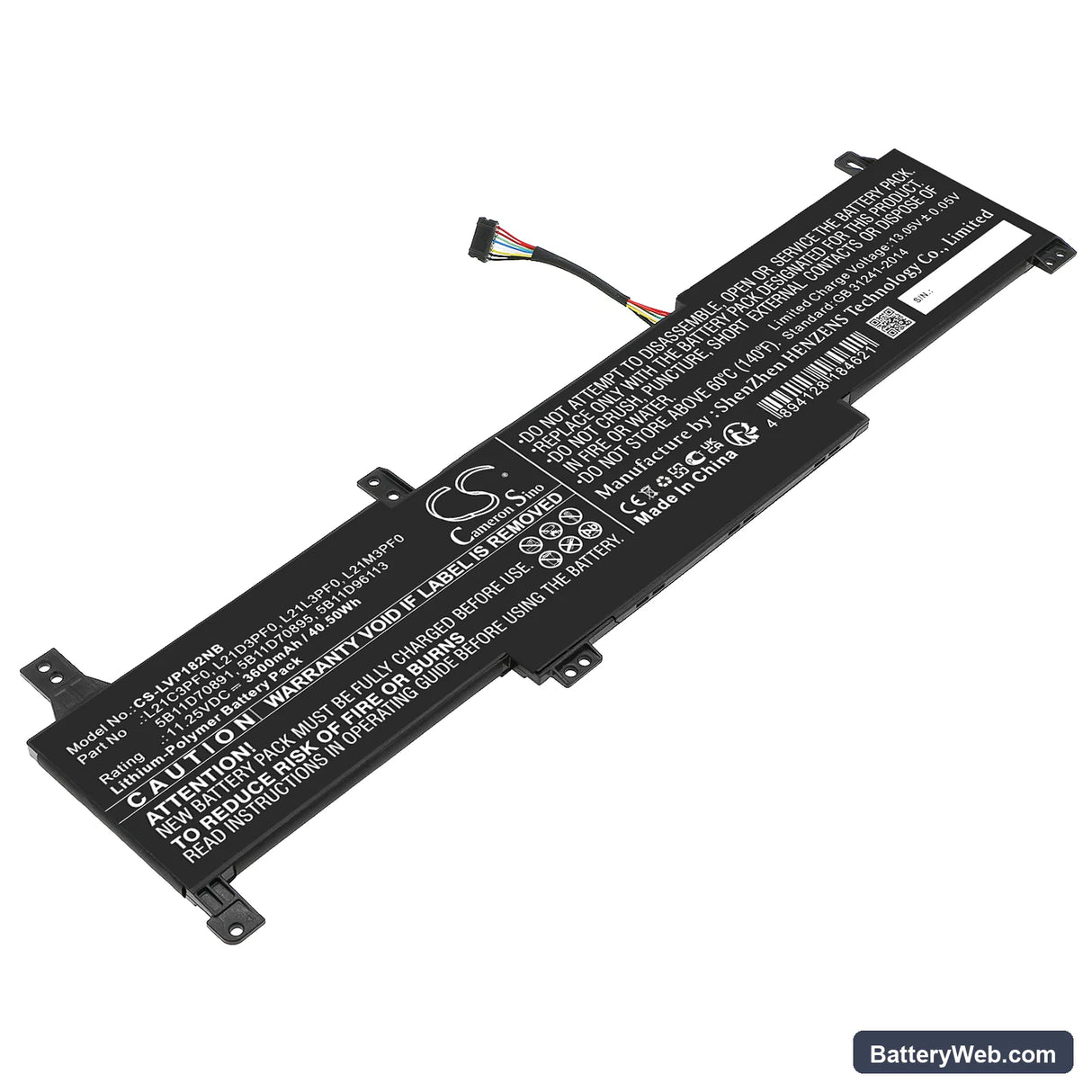 Lenovo IdeaPad 1 15IJL7 82LX005DIN Replacement Battery, 11.25V, 3600mAh, Li-Polymer 1