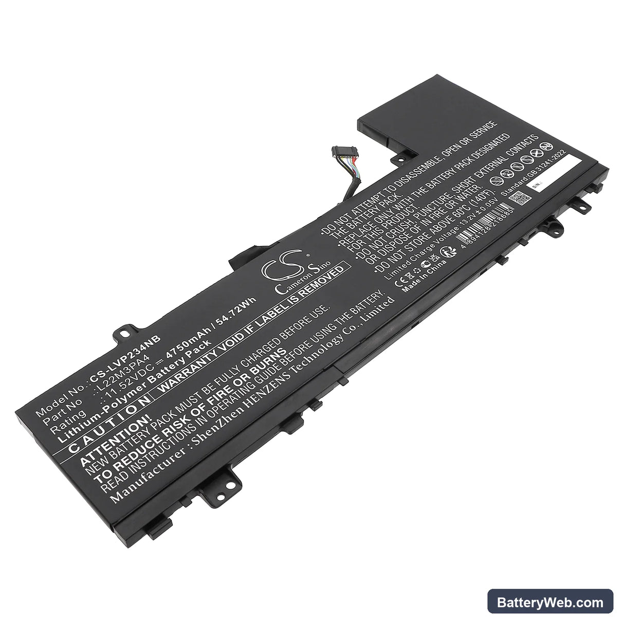Lenovo IdeaPad Slim 5 14ABR8 82XE0001RK Replacement Battery, 11.52V, 4750mAh, Li-Polymer 1