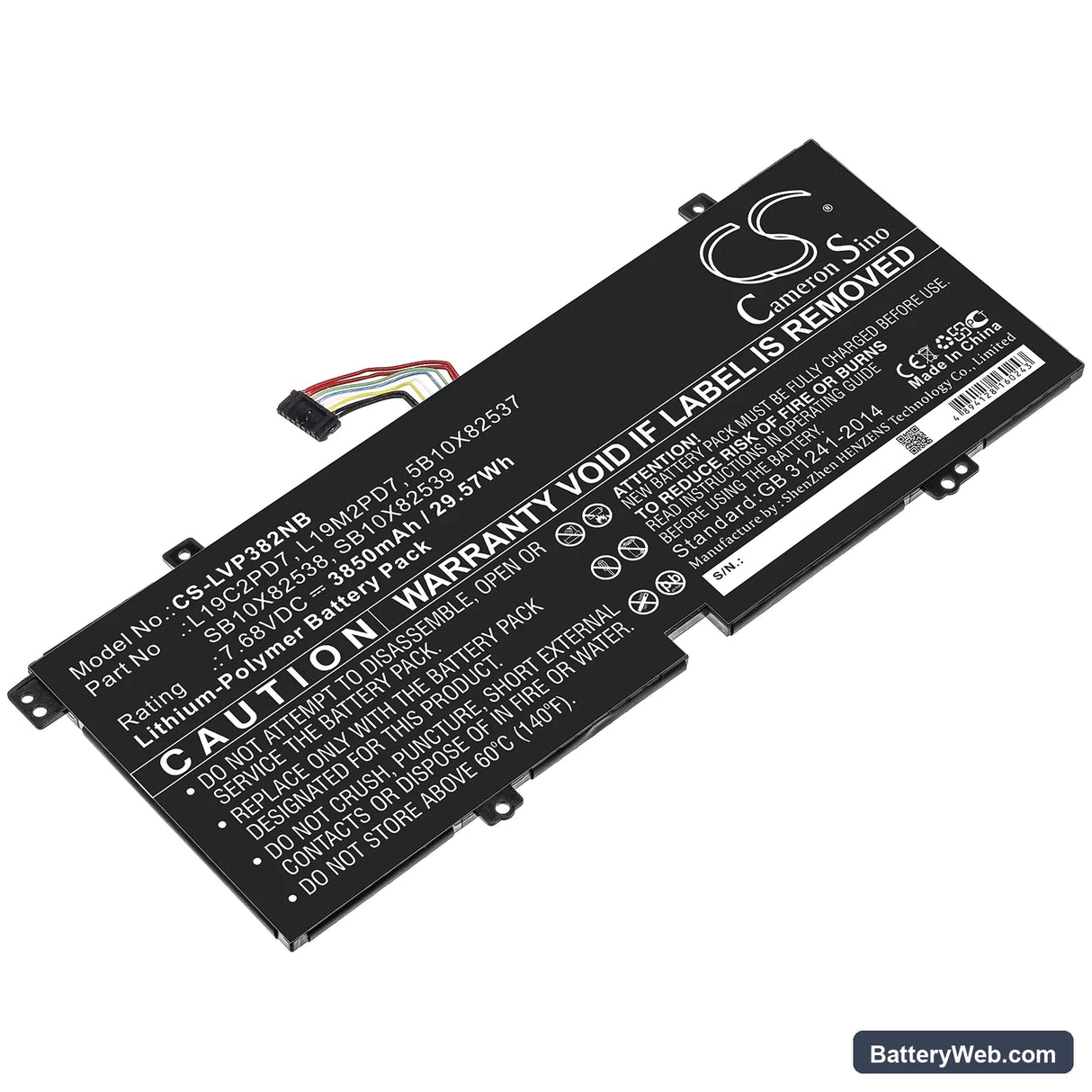 Lenovo IdeaPad 3 10IGL5 (82AT) Replacement Battery, 7.68V, 3850mAh, Li-Polymer 1