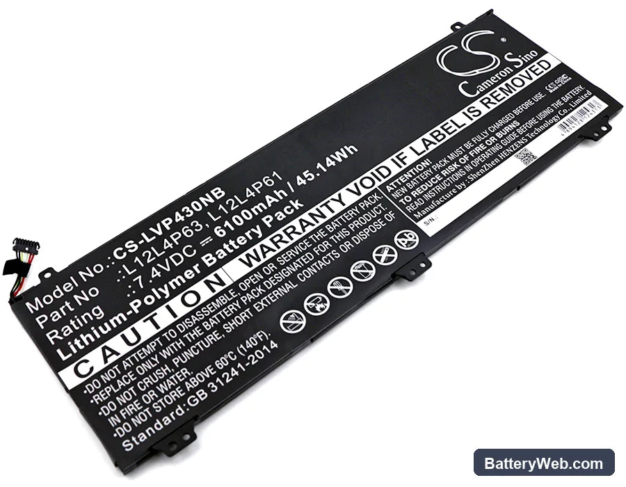 Lenovo IdeaPad U330p Replacement Battery, 7.4V, 6100mAh, Li-Polymer 1