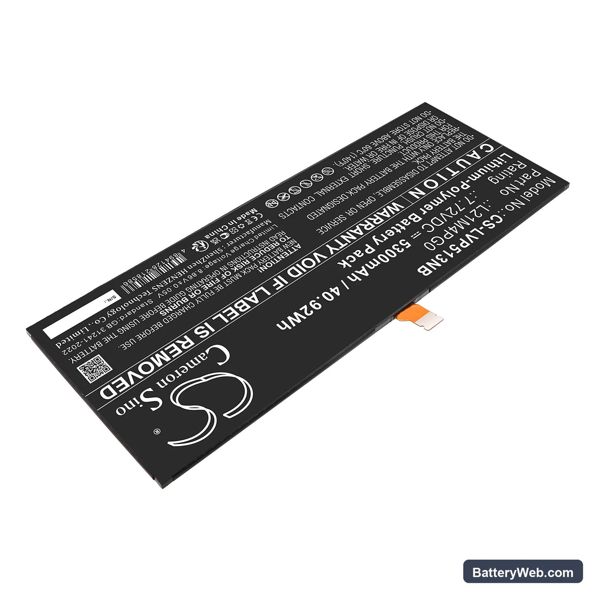 Lenovo IdeaPad Duet 5 Chromebook 13Q7C6 82QS0000US Replacement Battery, 7.72V, 5300mAh, Li-Polymer 2