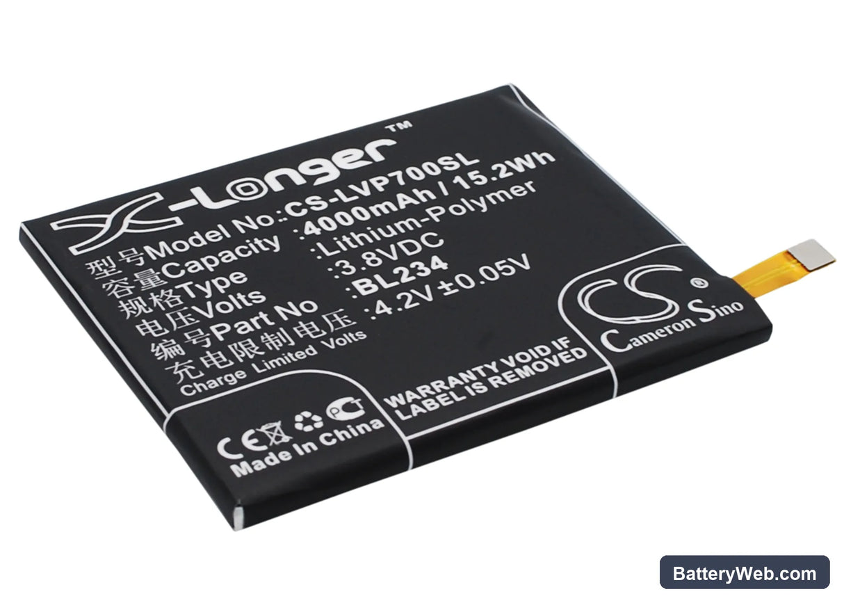 Lenovo P70t Replacement Battery, 3.8V, 4000mAh, Li-Polymer 2
