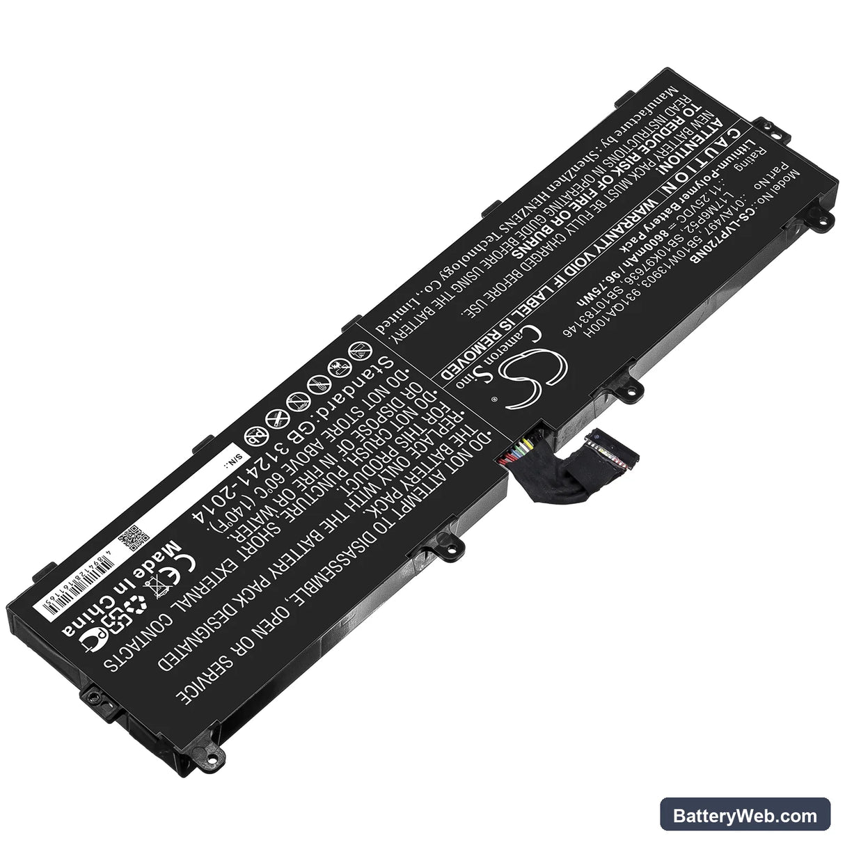 Lenovo ThinkPad P72 Replacement Battery, 11.25V, 8600mAh, Li-Polymer 2