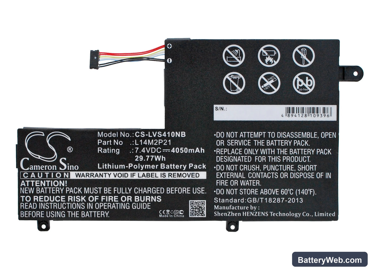Lenovo S41 Replacement Battery, 7.4V, 4050mAh, Li-Polymer 5