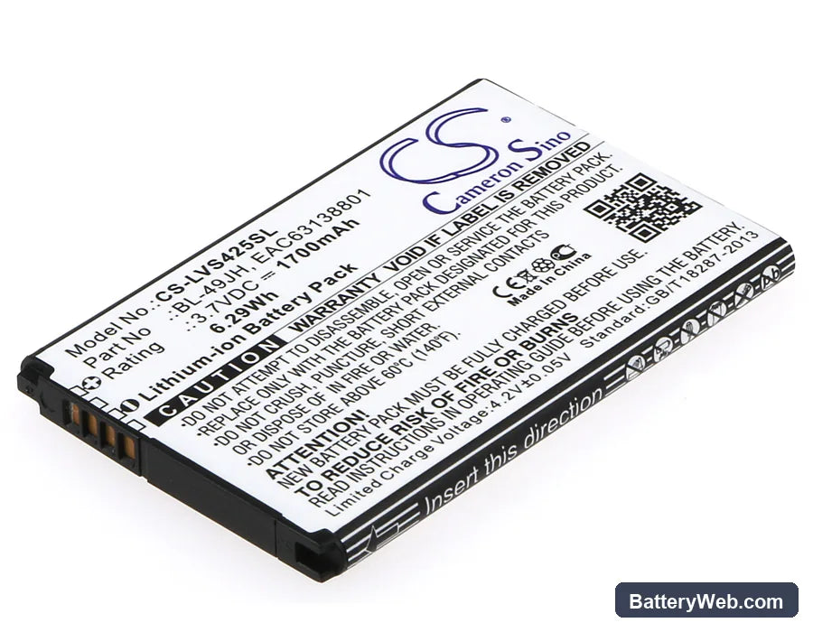 LG K4 Replacement Battery, 3.7V, 1700mAh, Li-ion 1