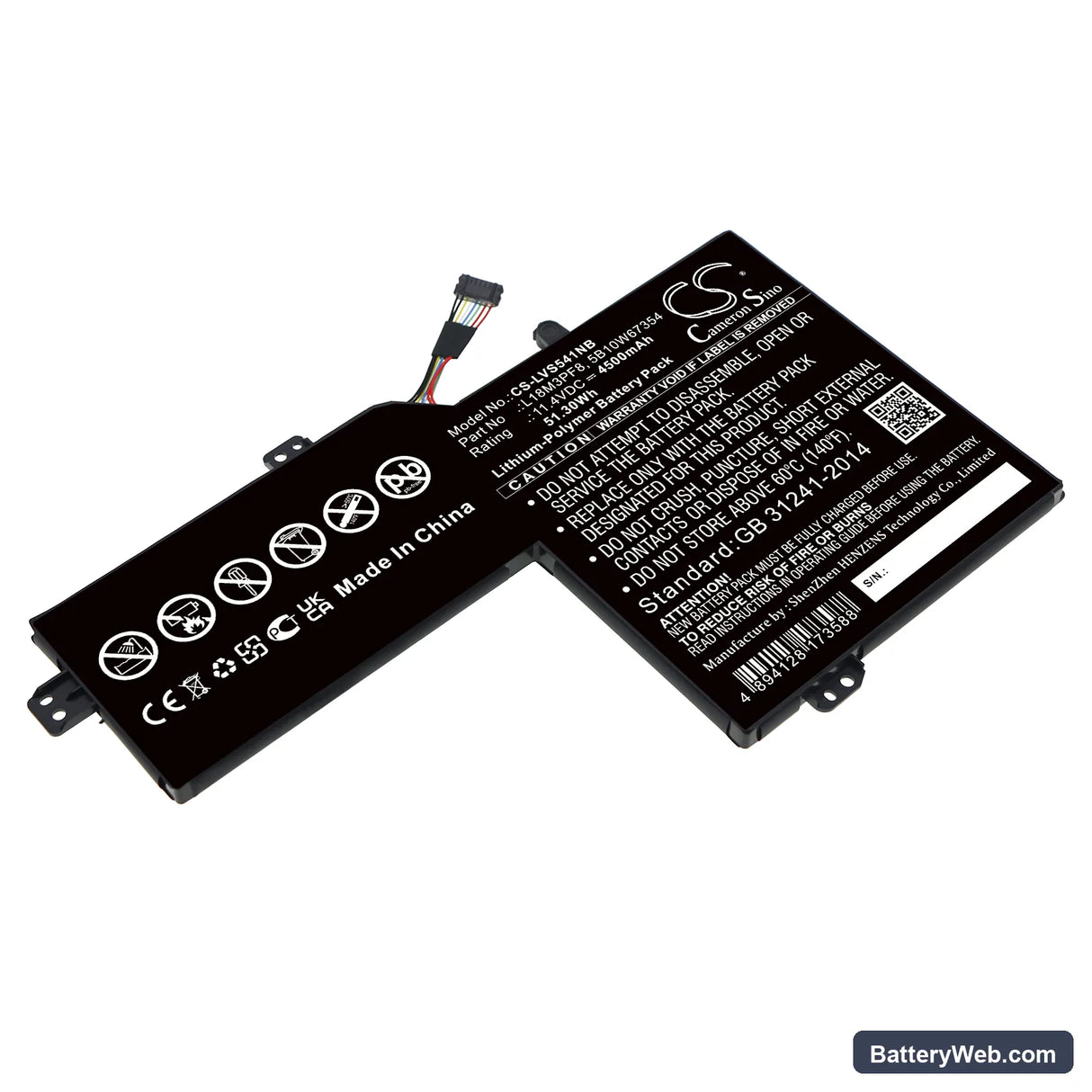 Lenovo Ideapad S540-15iml 81ng001kau Replacement Battery, 11.4V, 4500mAh, Li-Polymer 1