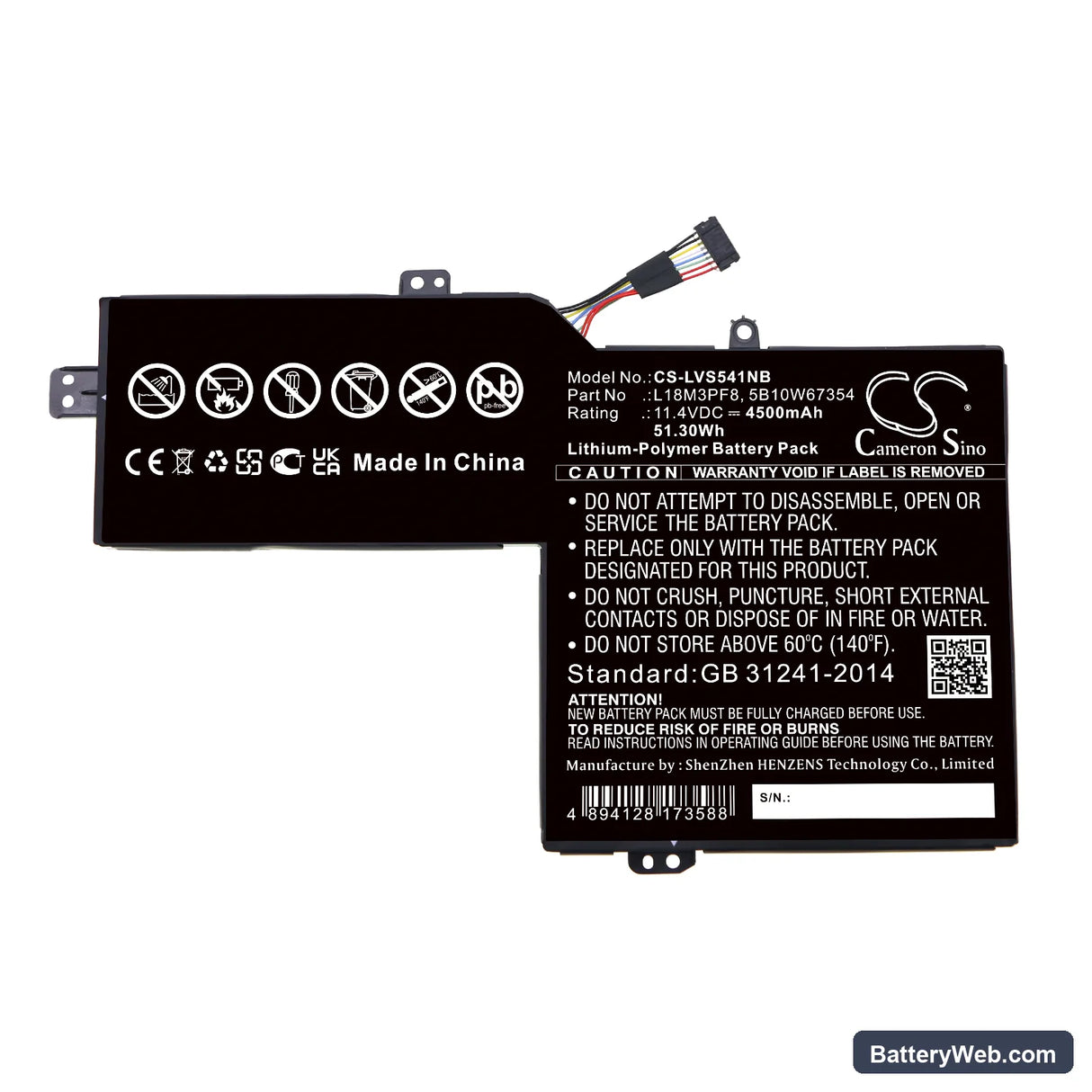 Lenovo Ideapad S540-15iml 81ng001kau Replacement Battery, 11.4V, 4500mAh, Li-Polymer 3