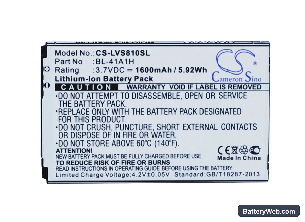 LG Transpyre Replacement Battery, 3.7V, 1600mAh, Li-ion 5