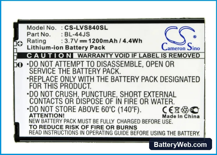 Sprint LS840 Replacement Battery, 3.7V, 1200mAh, Li-ion 5