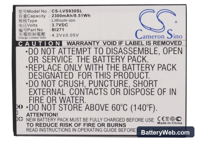 Lenovo S930 Replacement Battery, 3.7V, 2300mAh, Li-ion 5