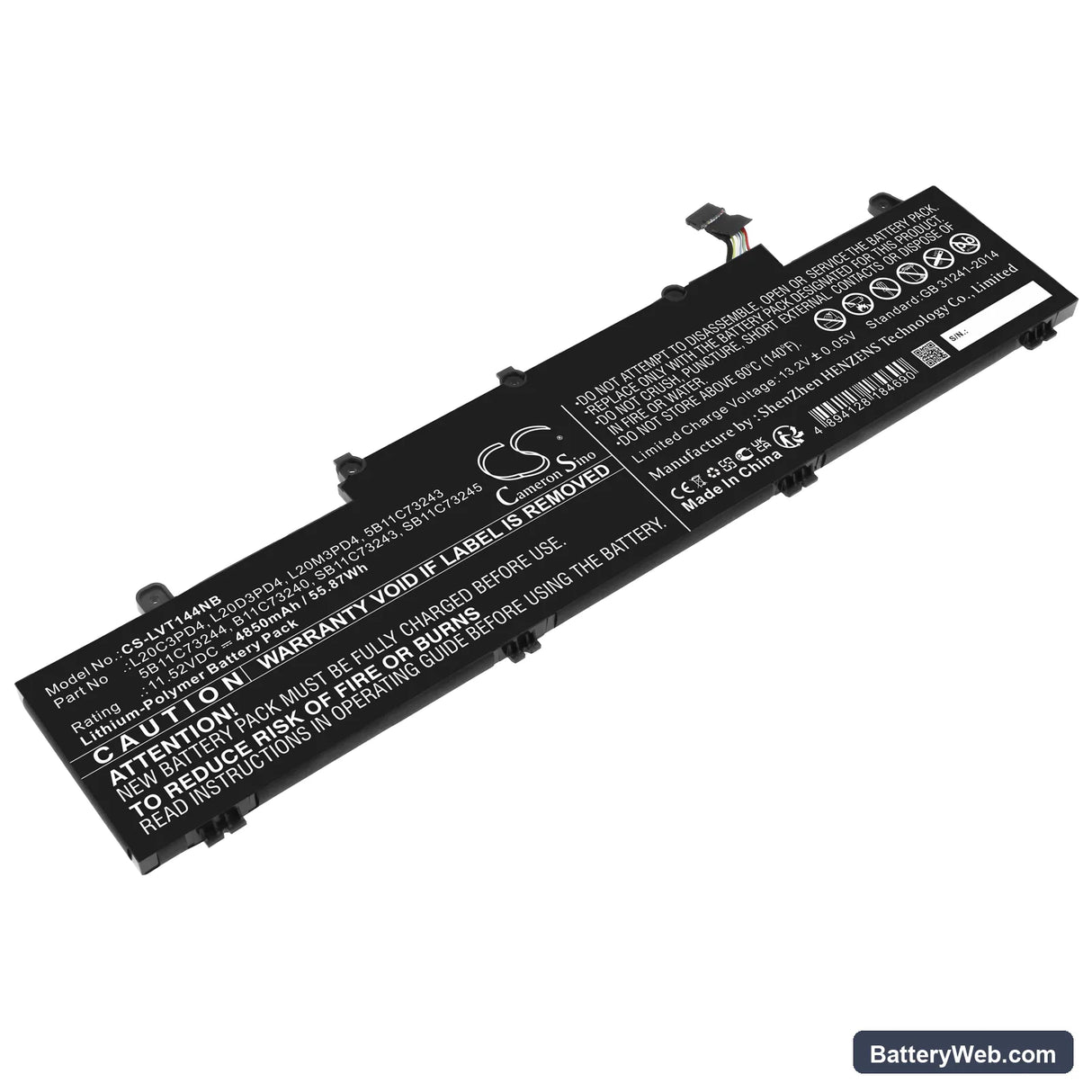Lenovo ThinkPad E14 Gen 4(AMD)21EB0037GQ Replacement Battery, 11.52V, 4850mAh, Li-Polymer 1