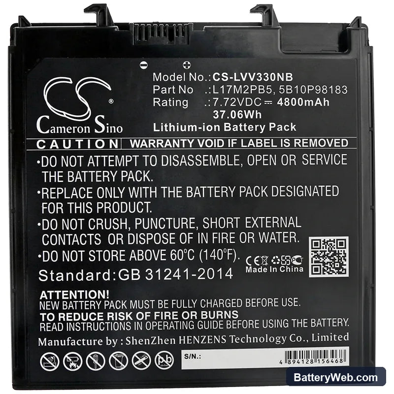 Lenovo V330-14 Replacement Battery, 7.72V, 4800mAh, Li-ion 3