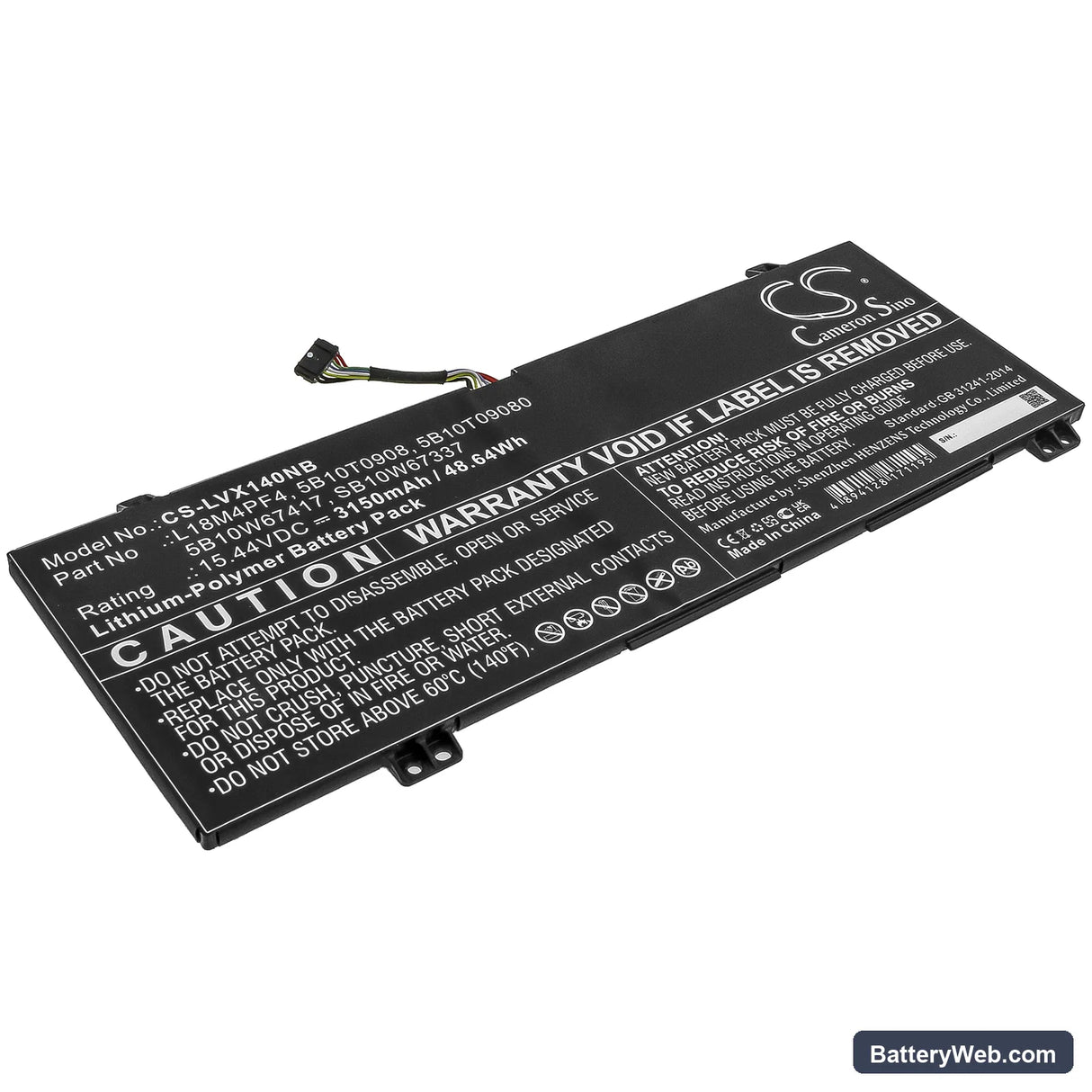 Lenovo Xiaoxin Air 14 2019 Replacement Battery, 15.44V, 3150mAh, Li-Polymer 1