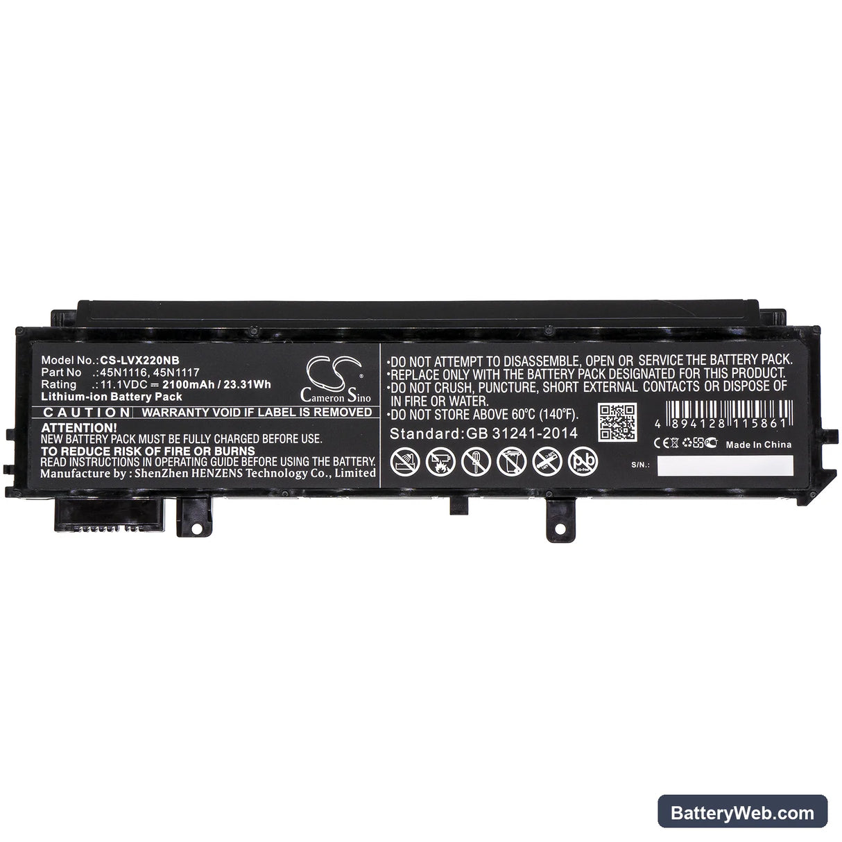 Lenovo Thinkpad X230s Ultrabook Replacement Battery, 11.1V, 2100mAh, Li-ion 5