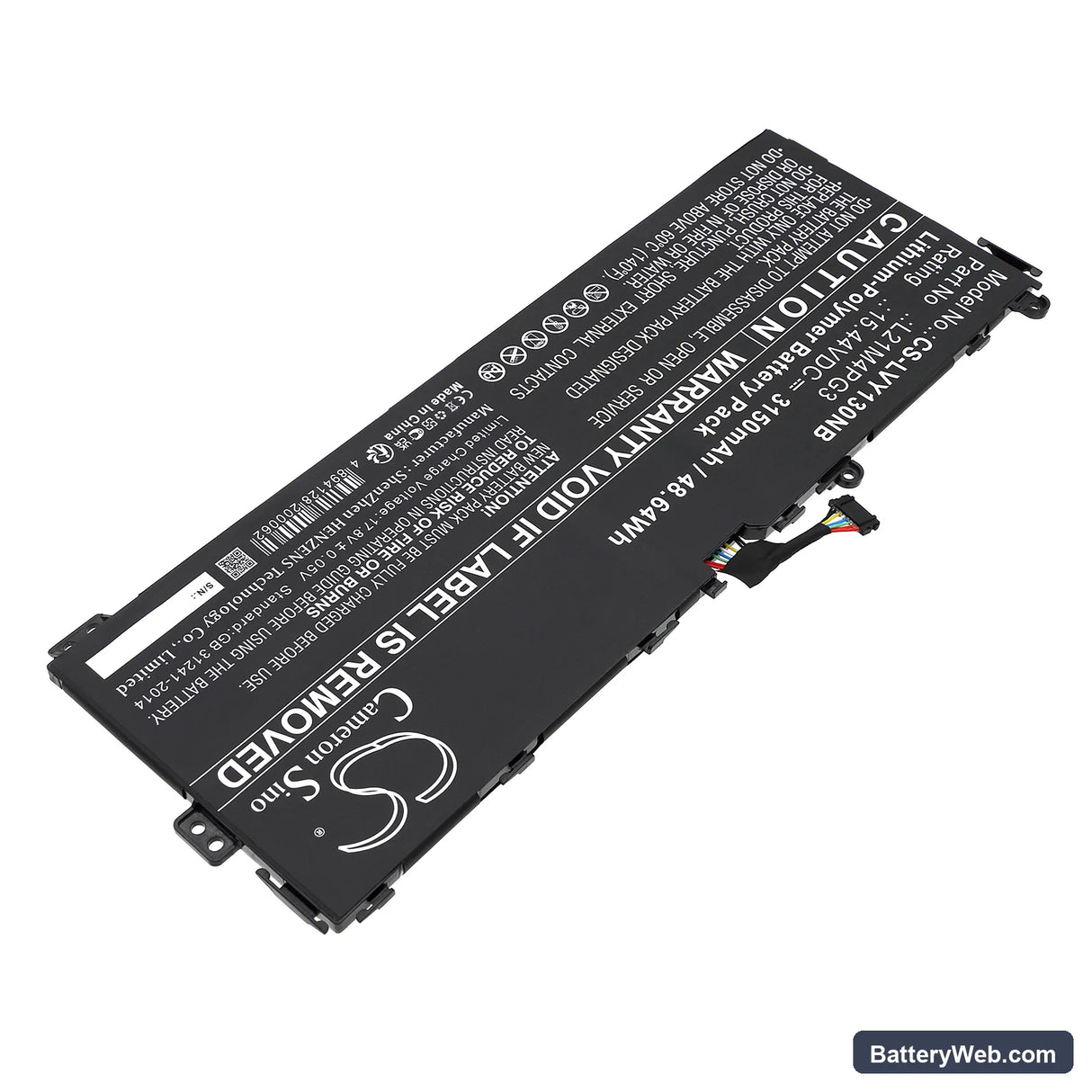 Lenovo Yoga 13W Replacement Battery, 15.44V, 3150mAh, Li-Polymer 2