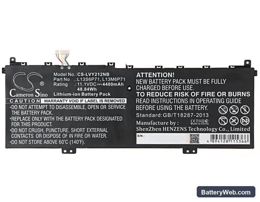 Lenovo Yoga 2 13 Replacement Battery, 11.1V, 4400mAh, Li-ion 5