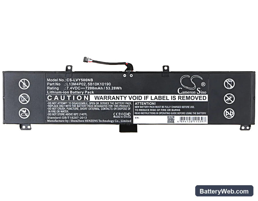 Lenovo Erazer Y50 Replacement Battery, 7.4V, 7200mAh, Li-ion 5