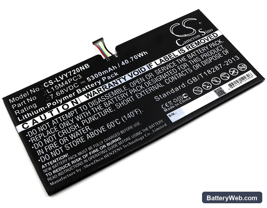 Lenovo IdeaPad Miix 720 Replacement Battery, 7.68V, 5300mAh, Li-Polymer 1