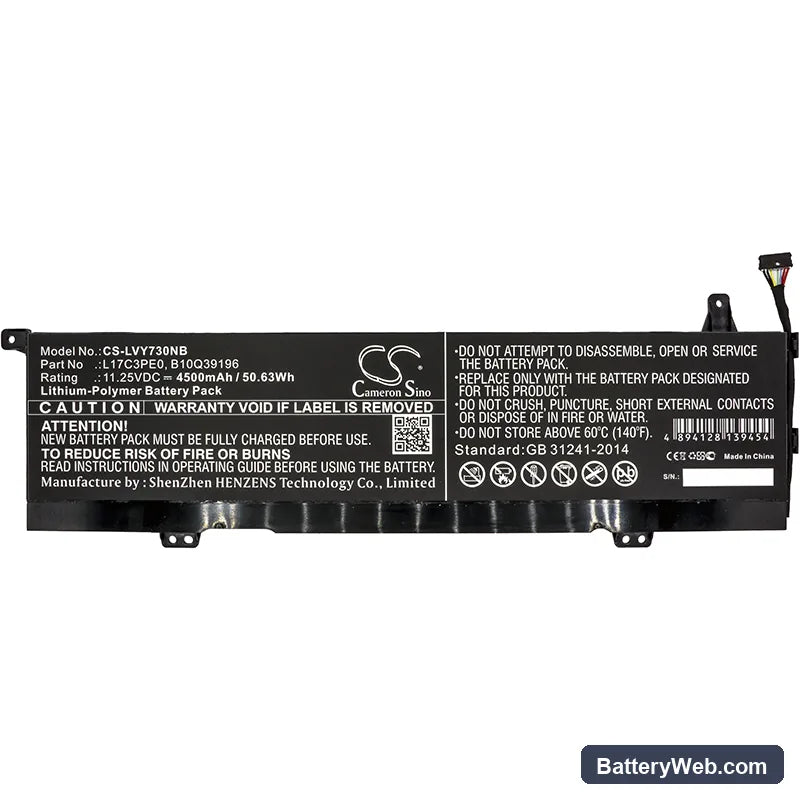 Lenovo Yoga730 Replacement Battery, 11.25V, 4500mAh, Li-Polymer 3