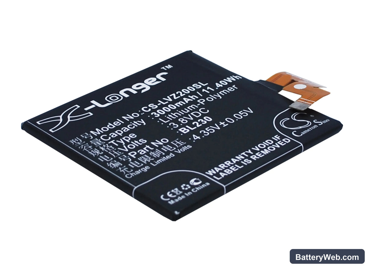 Lenovo VIBE Z2 Replacement Battery, 3.8V, 3000mAh, Li-Polymer 1