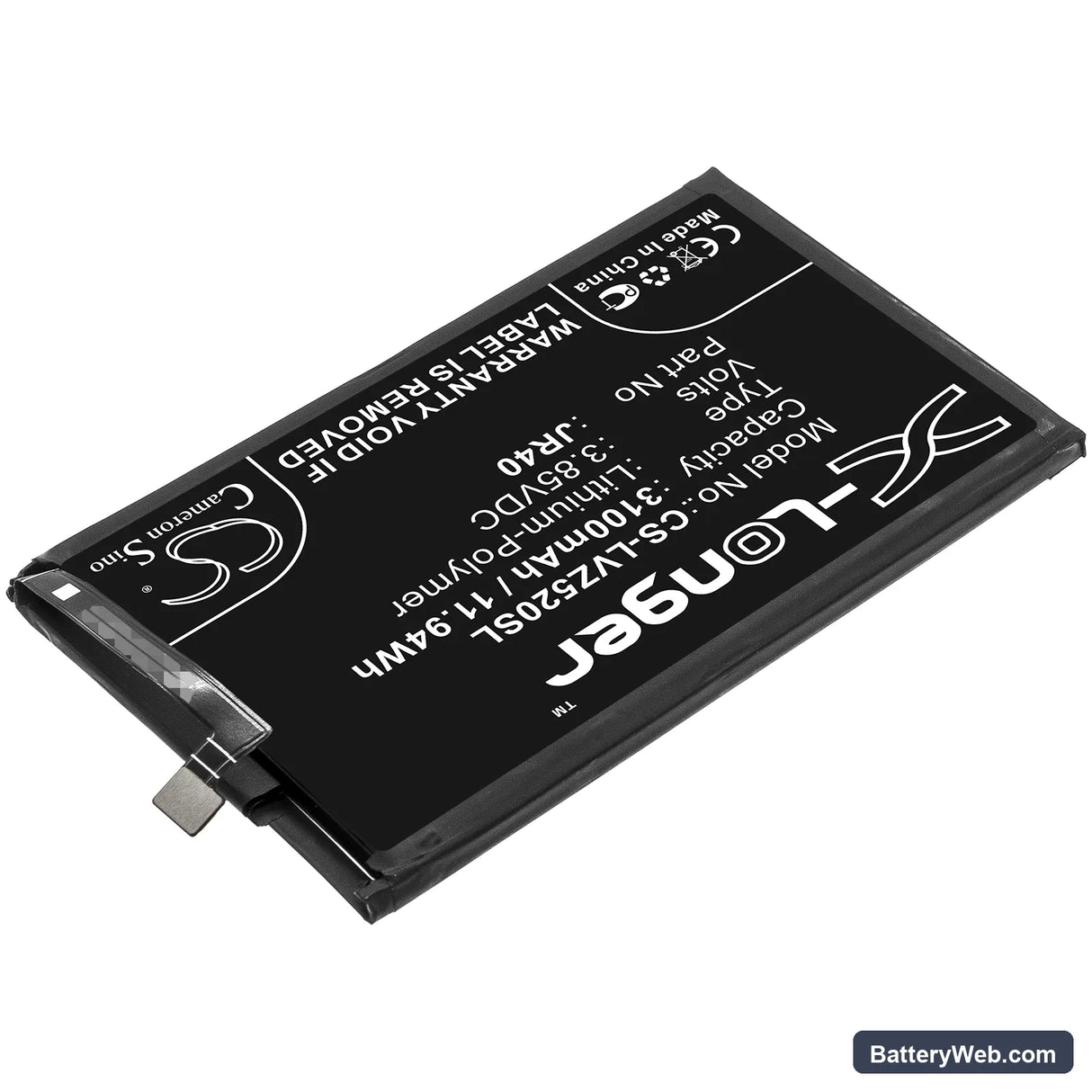 Lenovo Z5 Pro Replacement Battery, 3.85V, 3100mAh, Li-Polymer 2