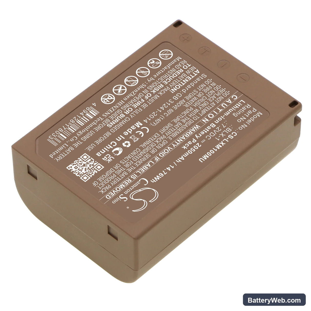 Olympus OM SYSTEM OM-1 Replacement Battery, 7.2V, 2050mAh, Li-ion 2
