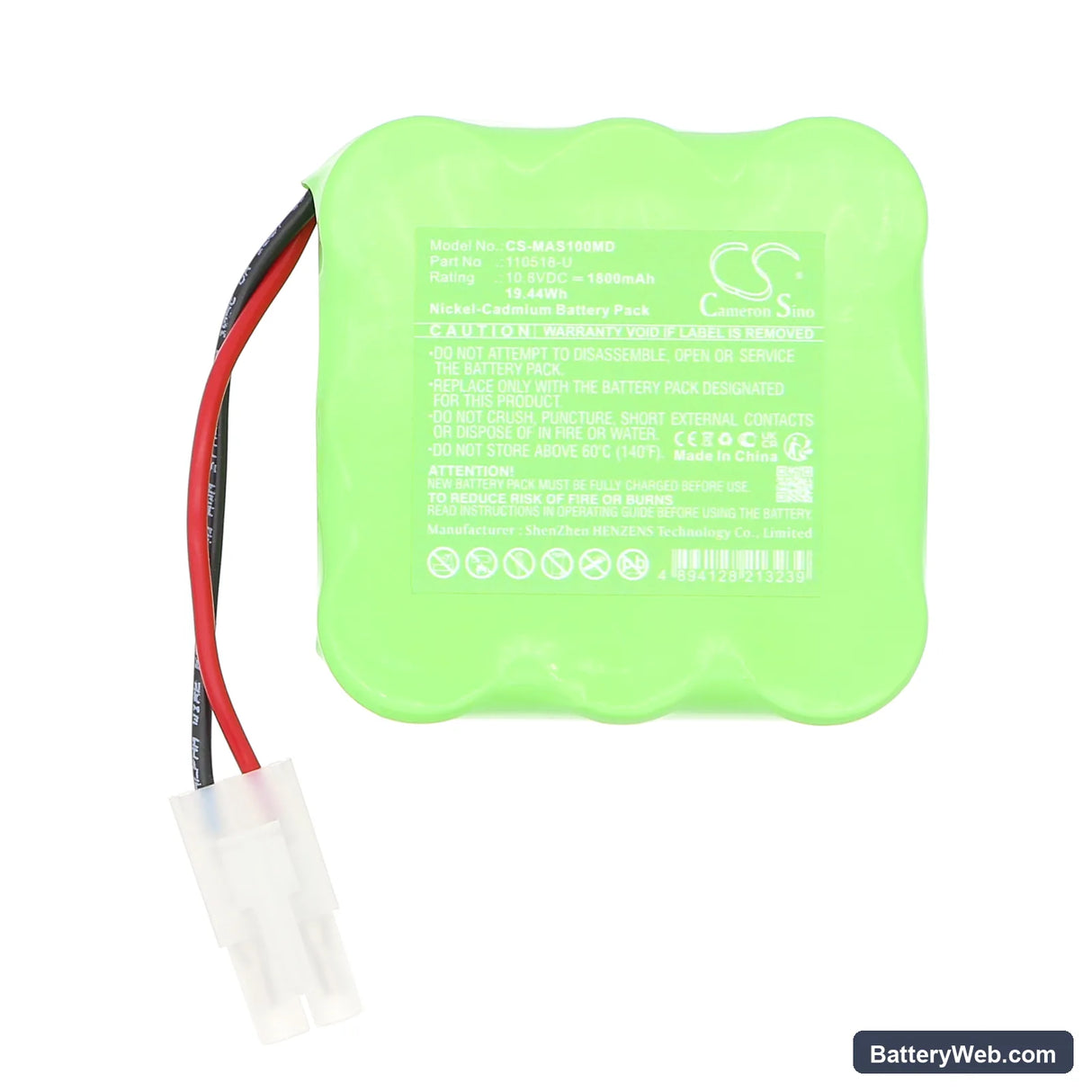 BioControl Air Sampler MAS-100 Replacement Battery, 10.8V, 1800mAh, Ni-CD 3