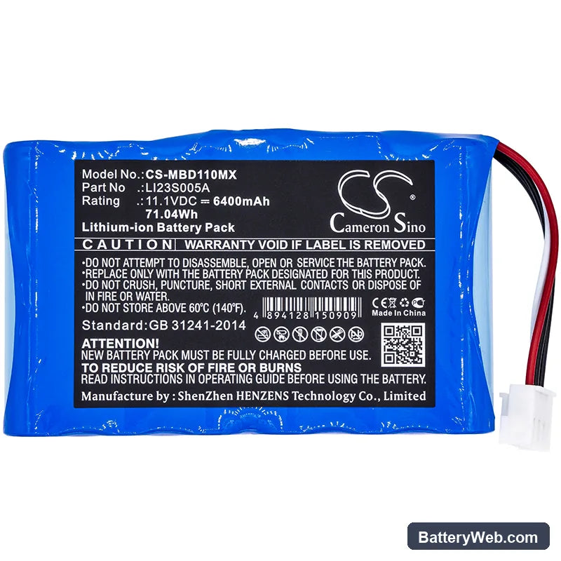 Mindray Umec10 Replacement Battery, 11.1V, 6400mAh, Li-ion 3