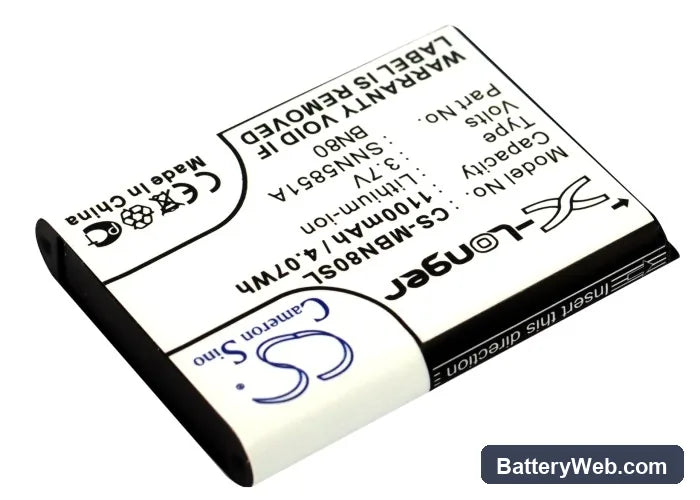 Motorola Backflip Replacement Battery, 3.7V, 1100mAh, Li-ion 2