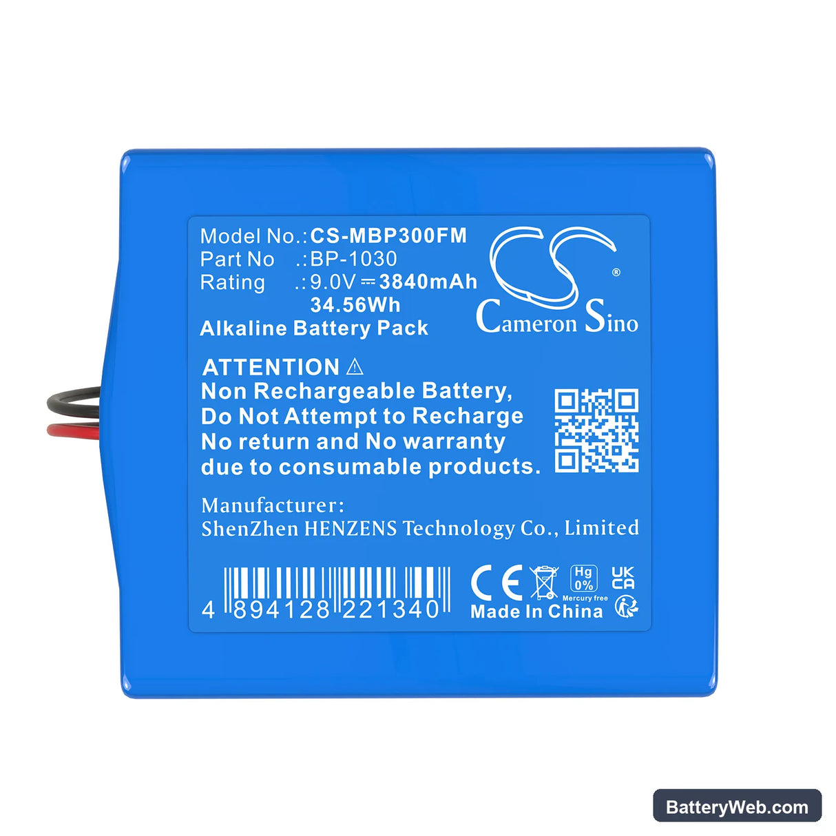 Merl Pointer 3000 ELT Emergency Locator Replacement Battery, 9V, 3840mAh, Alkaline 4