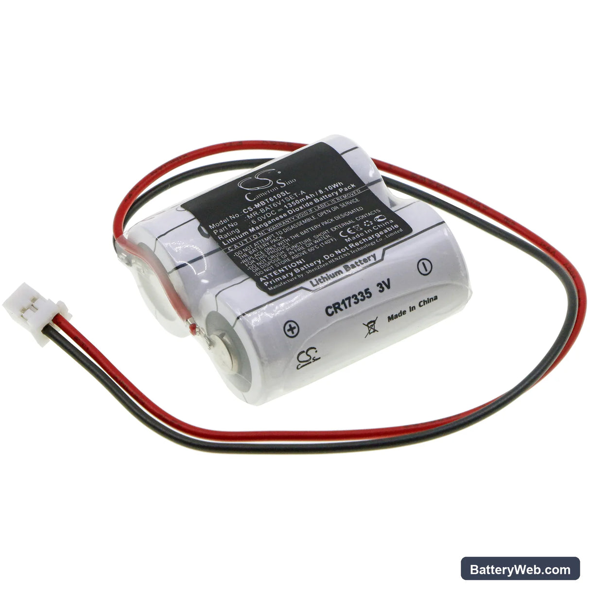 Mitsubishi MR-BAT6V1SET-A Replacement Battery, 6V, 1350mAh, Li-MnO2 1