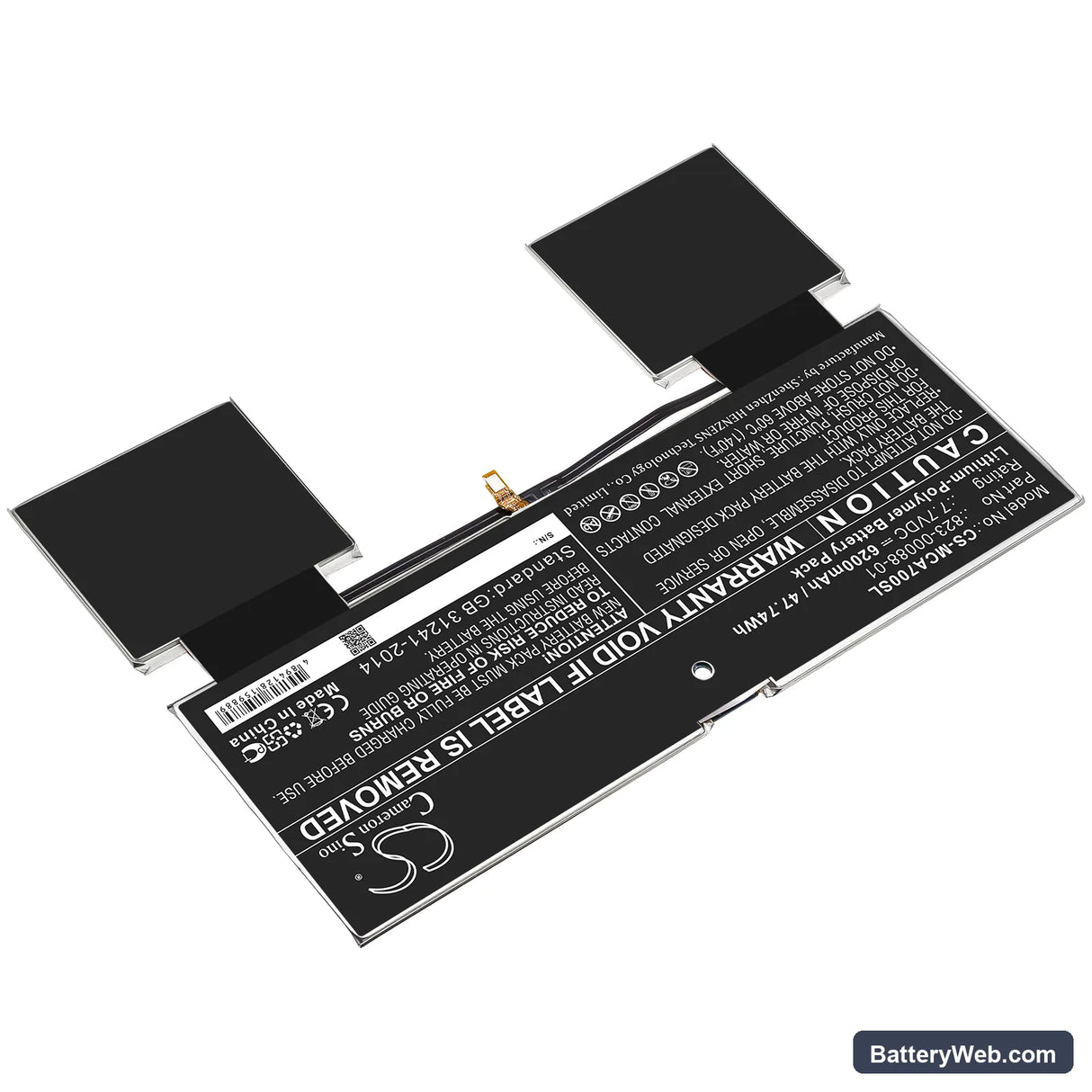 Microsoft Surface A70 Replacement Battery, 7.7V, 6200mAh, Li-Polymer 2