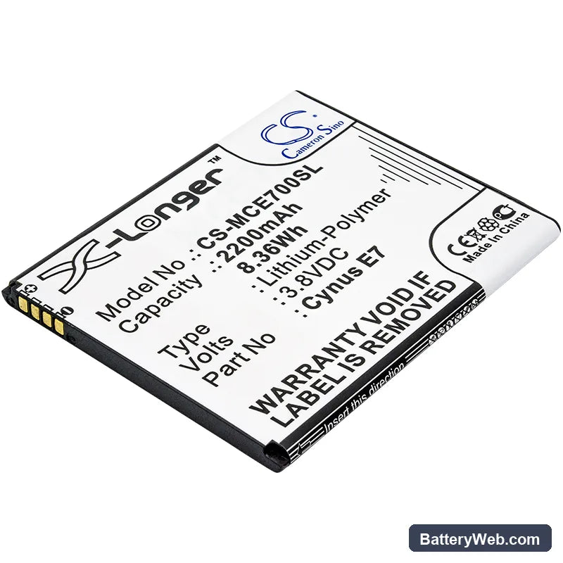 Mobistel Cynus E7 Replacement Battery, 3.8V, 2200mAh, Li-Polymer 1