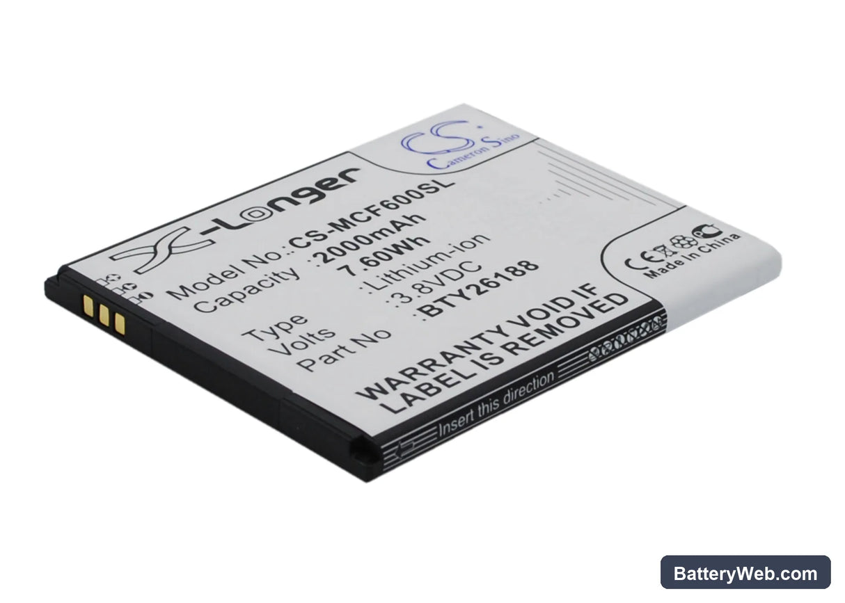 Mobistel Cynus F6 Replacement Battery, 3.8V, 2000mAh, Li-ion 2