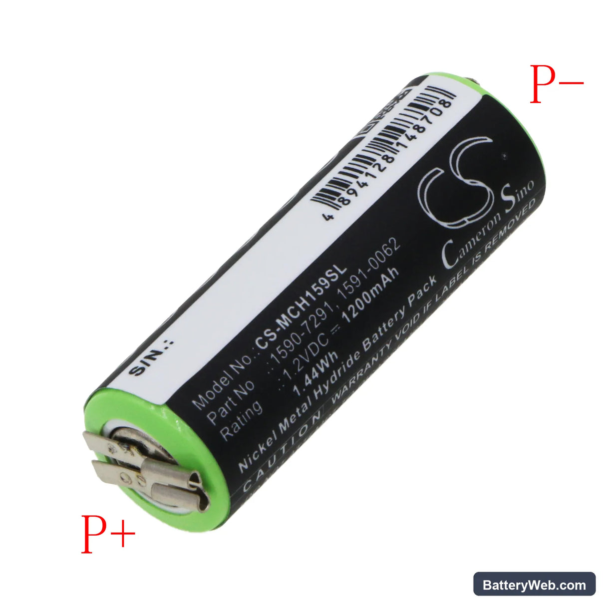 Moser ChroMini 1591 Replacement Battery, 1.2V, 1200mAh, Ni-MH 1