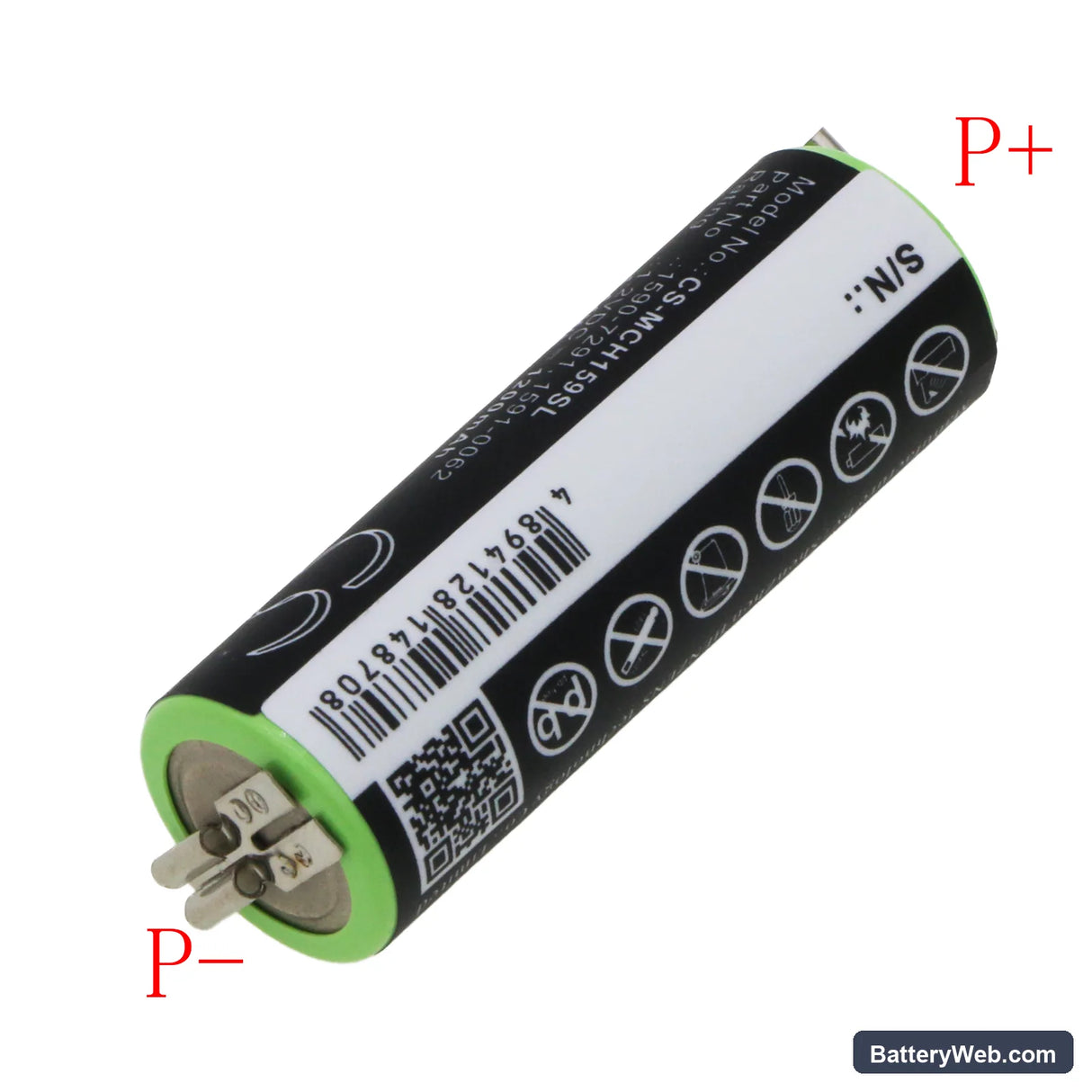 Moser ChroMini 1591 Replacement Battery, 1.2V, 1200mAh, Ni-MH 2