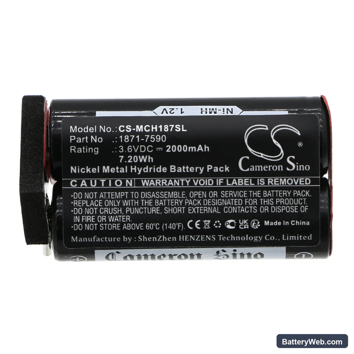 Moser ChromStyle 1871 Replacement Battery, 3.6V, 2000mAh, Ni-MH 5