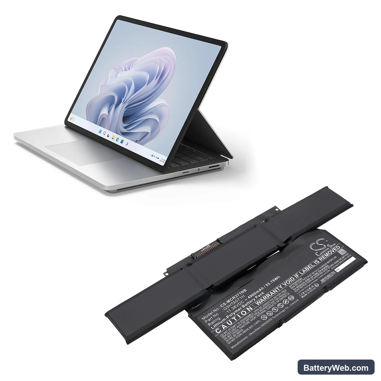 Microsoft Surface Laptop Studio 1964 14.4" Replacement Battery, 11.38V, 4900mAh, Li-Polymer 5