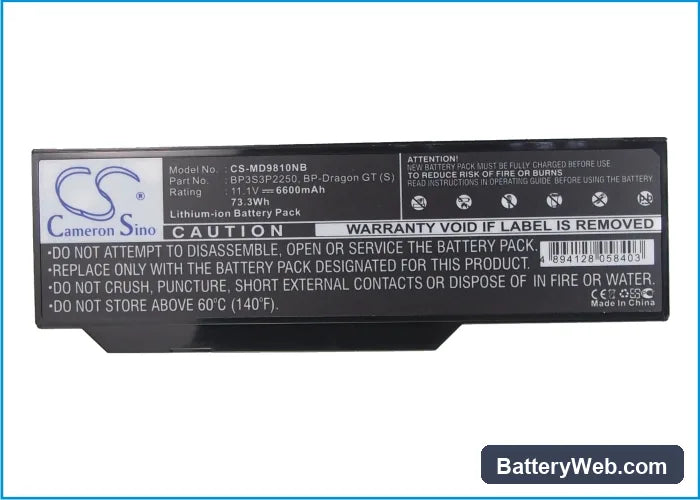Packard Bell EasyNote W1000 Replacement Battery, 11.1V, 6600mAh, Li-ion 5