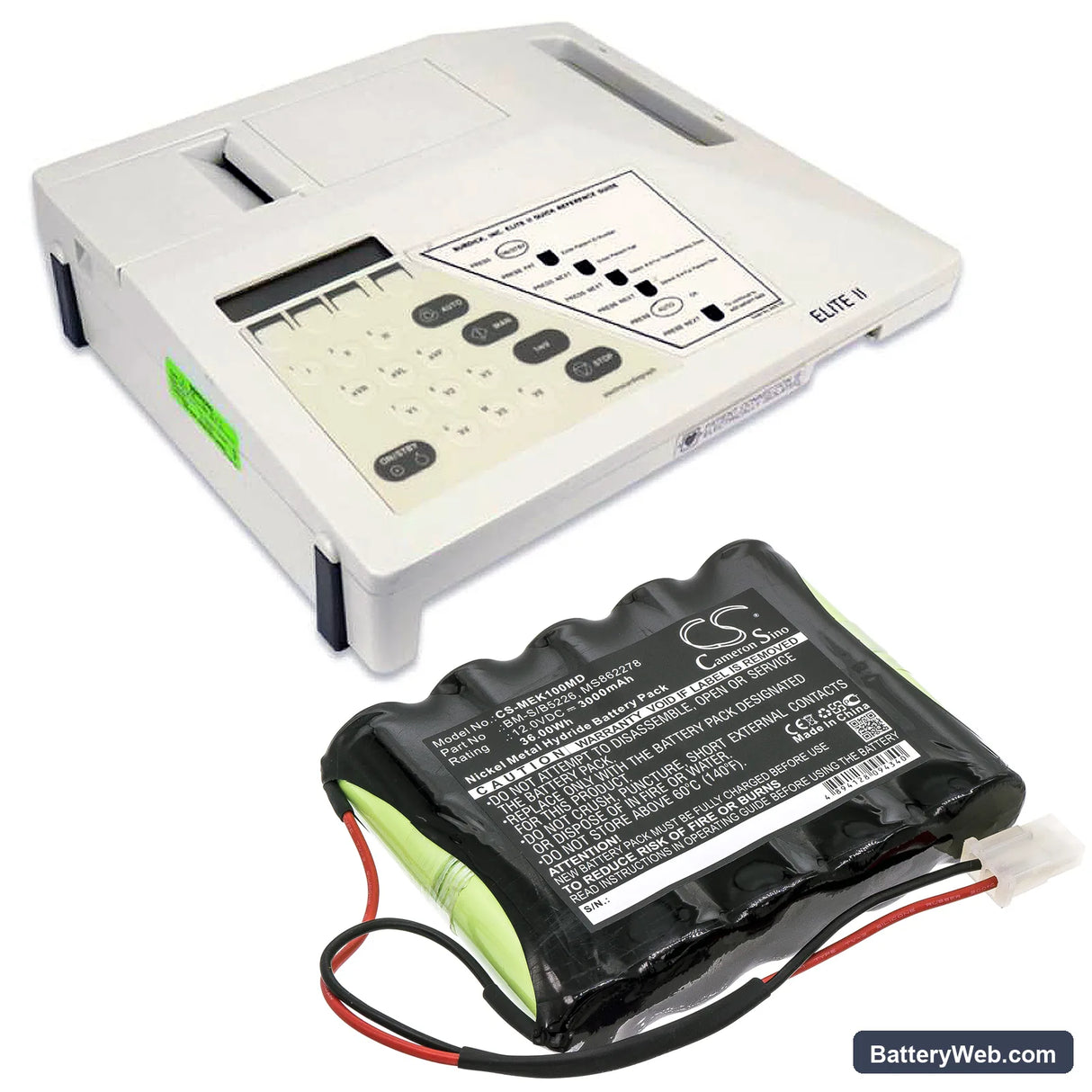 Fukuda Denshi FC700A Replacement Battery, 12V, 3000mAh, Ni-MH 6