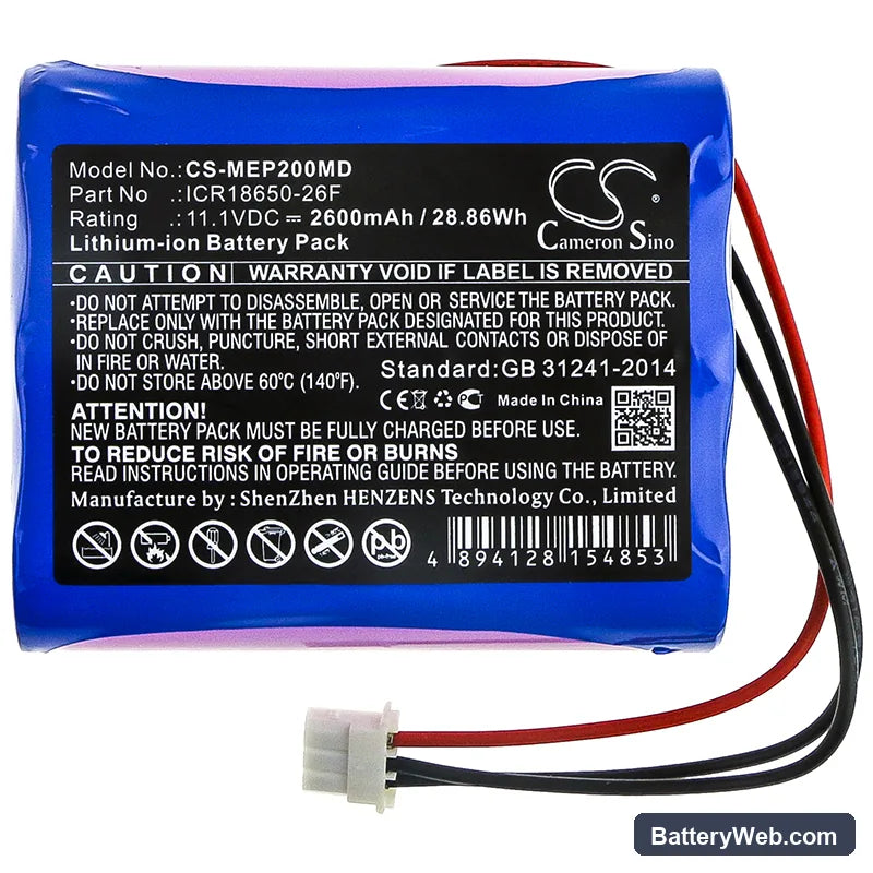 Medical Econet Compact 2 Replacement Battery, 11.1V, 2600mAh, Li-ion 3