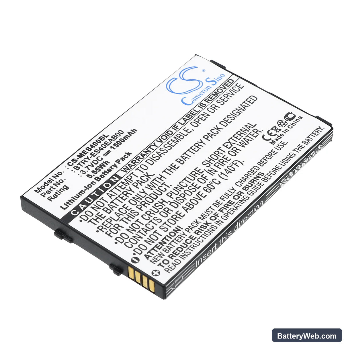 Symbol ES400 Replacement Battery, 3.7V, 1500mAh, Li-ion 1