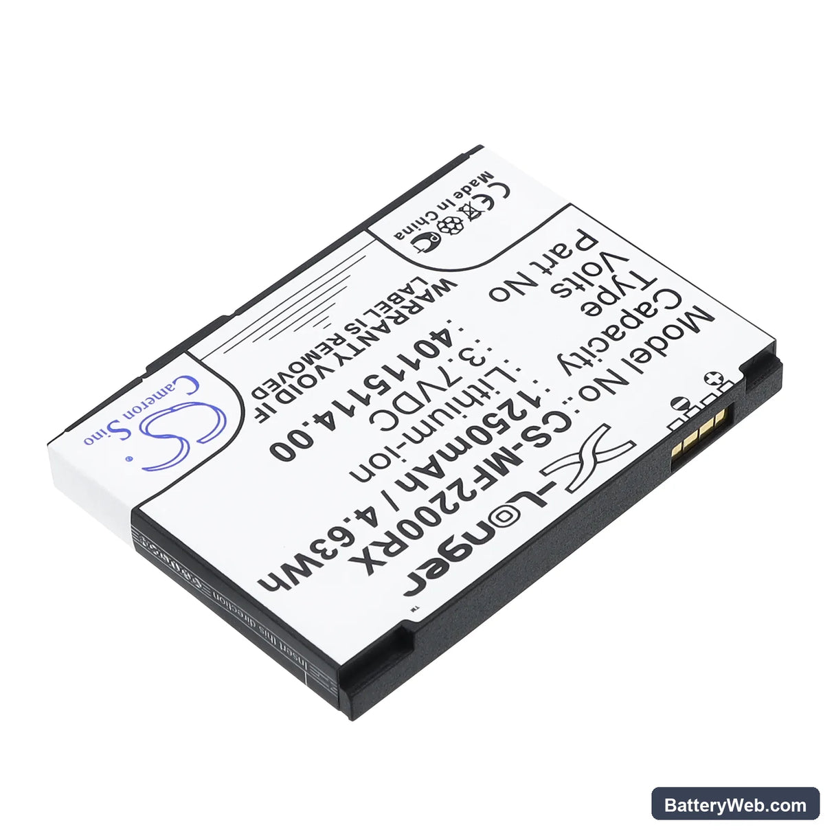 Novatel Wireless MiFi2200 Replacement Battery, 3.7V, 1250mAh, Li-ion 2